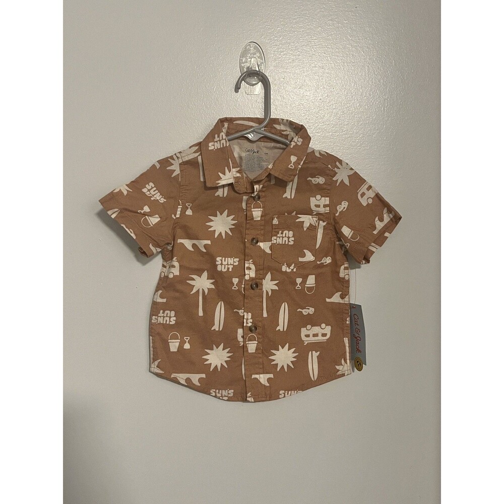 NWT Boys Brown Short Sleeve Shirt 18M
